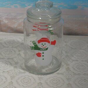 Anchor Hocking Vintage Glass Snowman Cookie/Candy Jar Holiday Collection